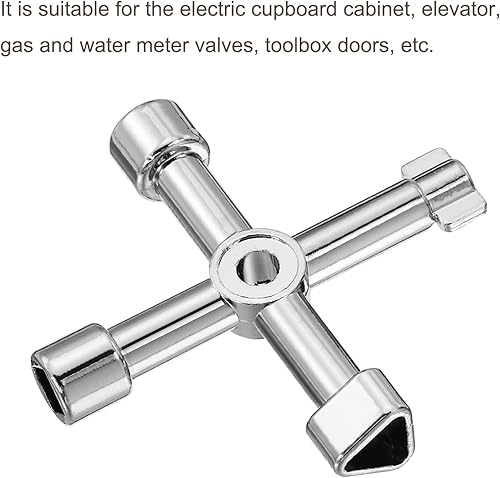 Miniatura 5 de PATIKIL Llave cruzada universal multifuncional, aleación de zinc, medidor de agua de gas de 4 vías, llave para válvula de plomería de gabinete