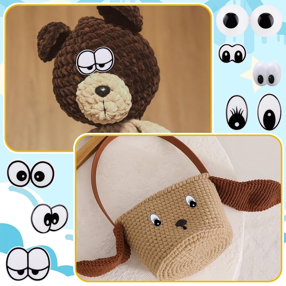 AHADERMAKER - 8 estilos de ojos de seguridad de plástico con espaciador, ojos de muñeca ovalados de colores mixtos para manualidades, costura, marionetas, oso