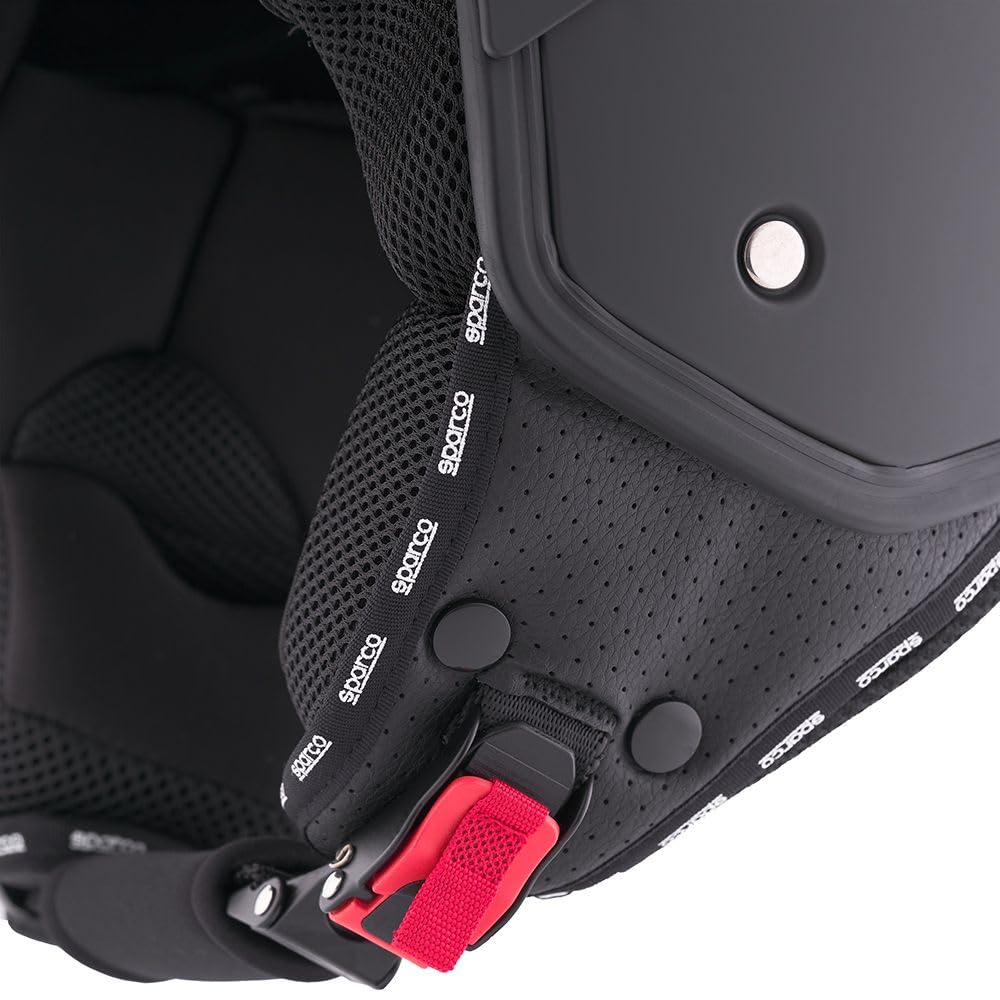 Sparco Riders Kask Demi-Jet z daszkiem SP602, lekki i kompaktowy kask skuterowy, certyfikat ECE 22.06, kask motocyklowy w stylu wyścigowym