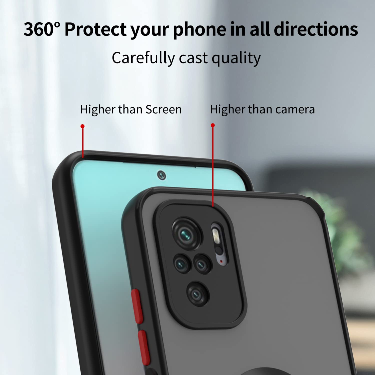 WOBURN Cover for Xiaomi Redmi Note 10 Pro with Rotating Ring, Soft