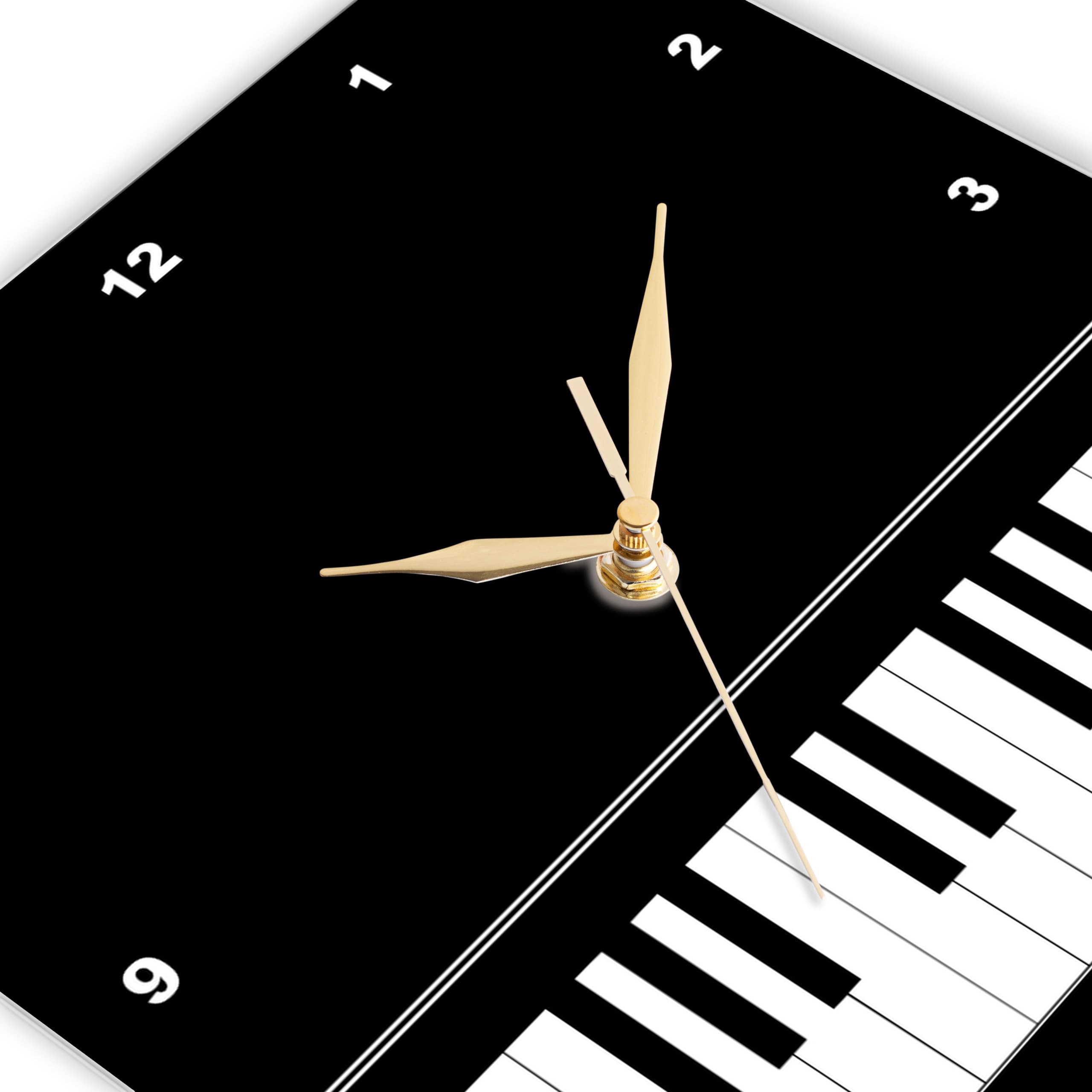 3dRose Negro diseño de Edge – Baby Grand Teclado música de Piano para Pianista Reproductor Musical y músico Regalos – Reloj de Pared, 13 por 13 Pulgadas (DPP 112947 2)