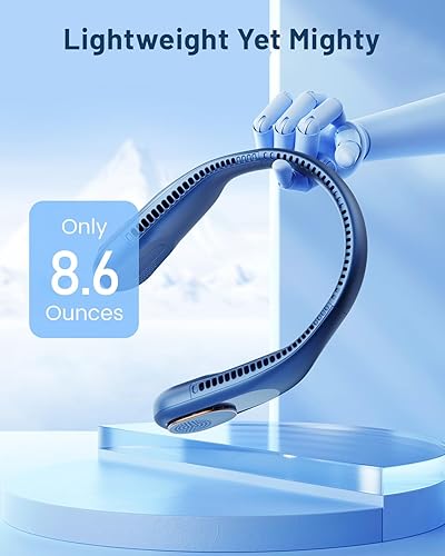 Miniatura 6 de SWEETFULL Ventilador de cuello portátil de enfriamiento de 360, ventilador personal sin aspas, sin torsión de pelo, ventilador recargable USB de