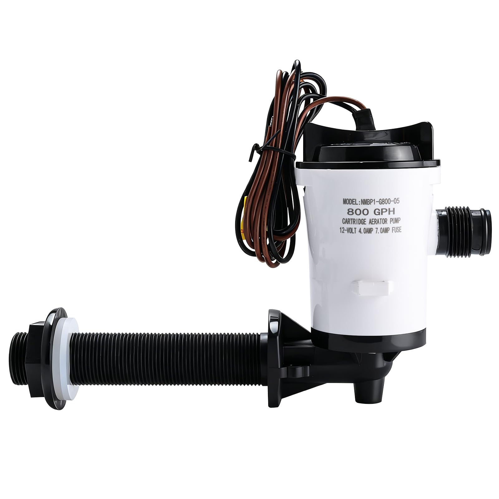 Livewell Pump, 12V 800GPH 4.0A Live Bait Tank Aerator Submersible Cartridge Boat Bilge Pump
