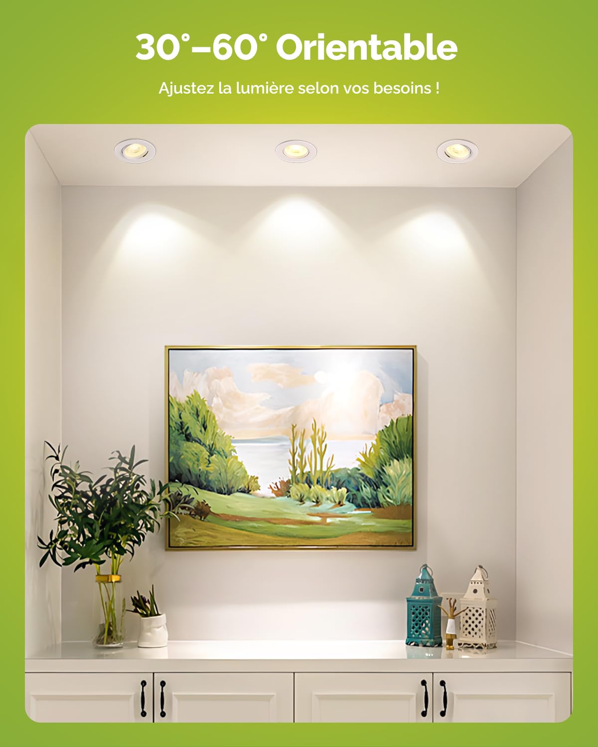 Spot Led Encastrable 5W Spot Plafond Orientable Blanc Chaud 3000K Étanche Ip20 Plafonnier