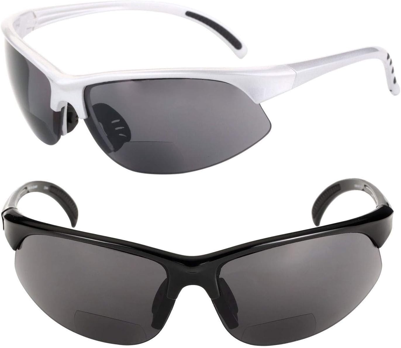 2 Pair of Bifocal Sport Wrap Reading Sunglasses, Outdoor Sun Readers for Men and Women