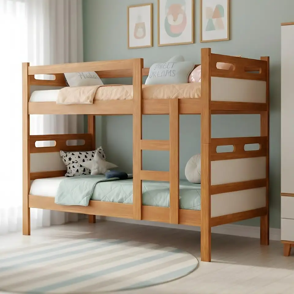 Jaspe Beliche Solteiro, 2 em 1, Estrutura Robusta, 204 cm x 94 cm x 156 cm, Capacidade 120 kg por Cama (Nature/OffWhite)