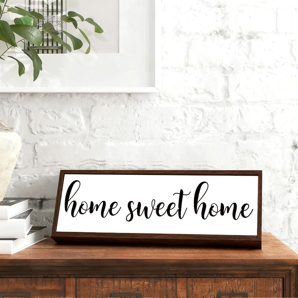 Home Sweet Home Sign, Rustic Framed Wood Sign, Wall Decoration for Room, Modern Farmhouse Wood Decor, Living Room Decors, Front Door Porch Decors, Shelf Counter Tabletop Decoration, Housewarming Gift - Image 2