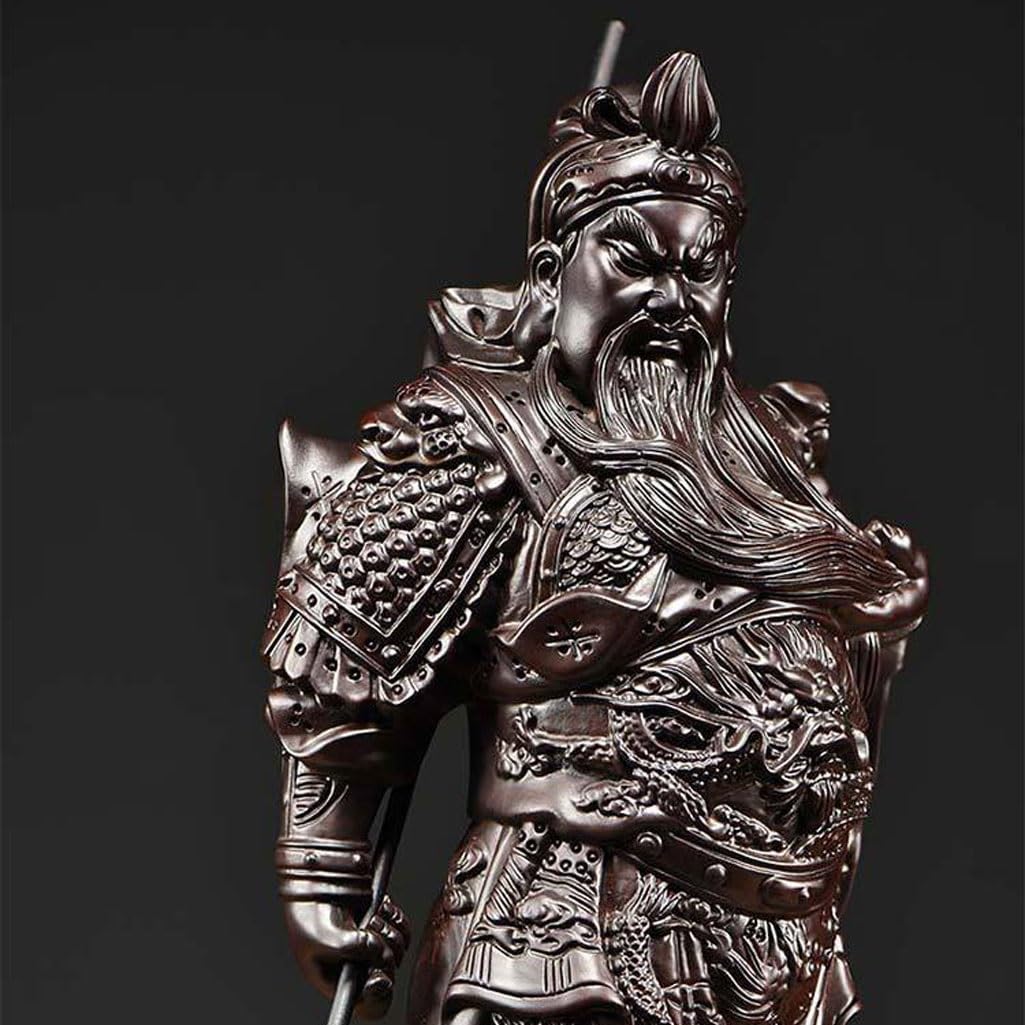 Dekoracja biurka rzeźba w drewnie Guan Gong ozdoby posąg z litego drewna Buddy dekoracja salonu Guan Er Master God Crafts Rzeźby Home Decor(19,68 cala)