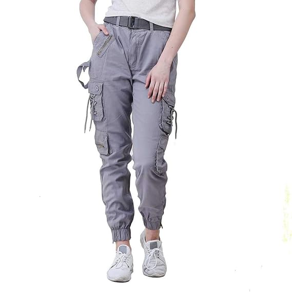 Women Stylish Cargo Pants Light Grey 