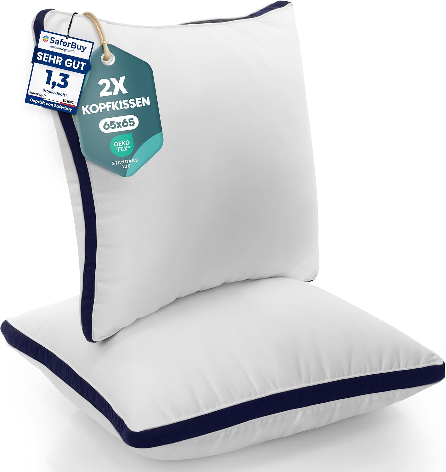 Utopia Bedding Pillow 65 x 65 cm Set of 2 Sleeping Pillows Breathable