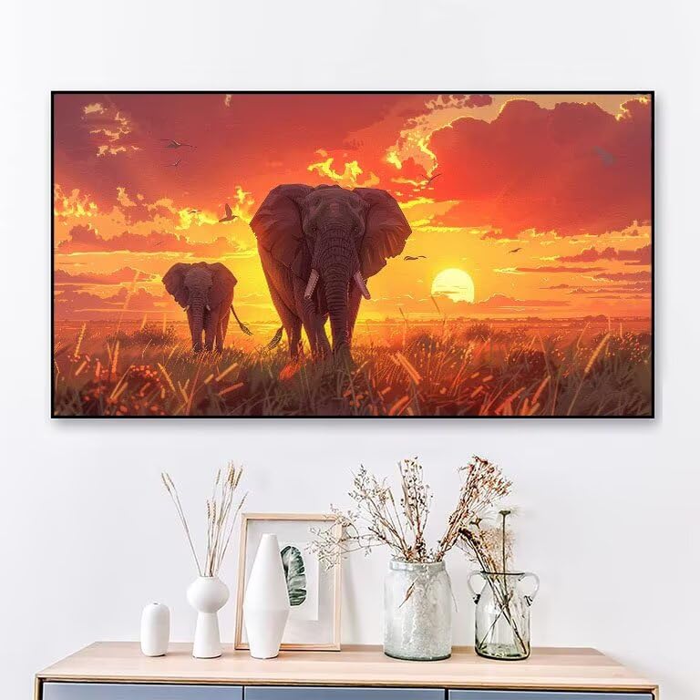 Broderie Diamant Éléphant 80x160 Grand Format Loisirs Créatifs