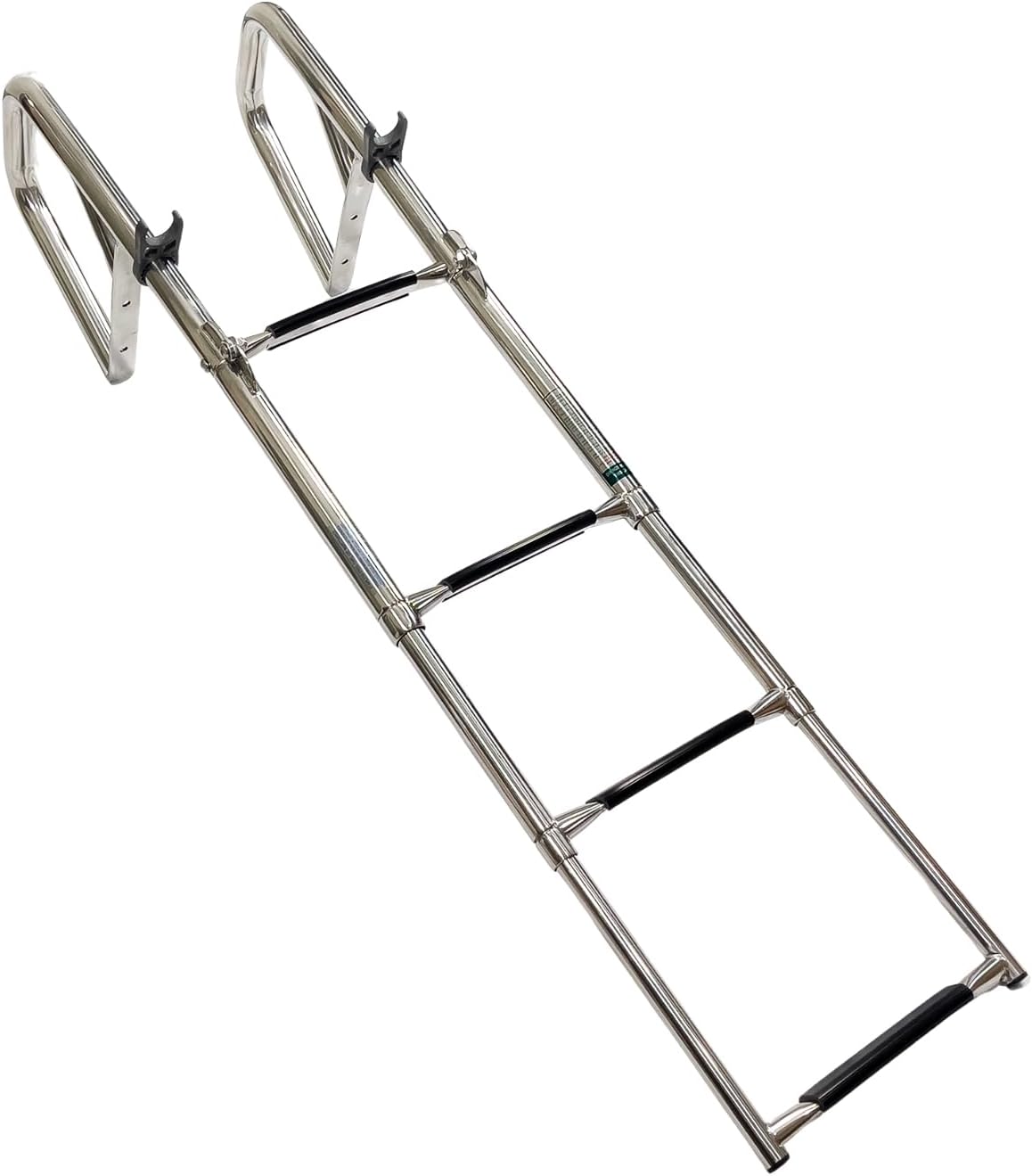 MARINE CITY 4-Step Stainless Steel Transom Ladder, Heavy Duty, Wide Steps, Squared Handles and Compact Design