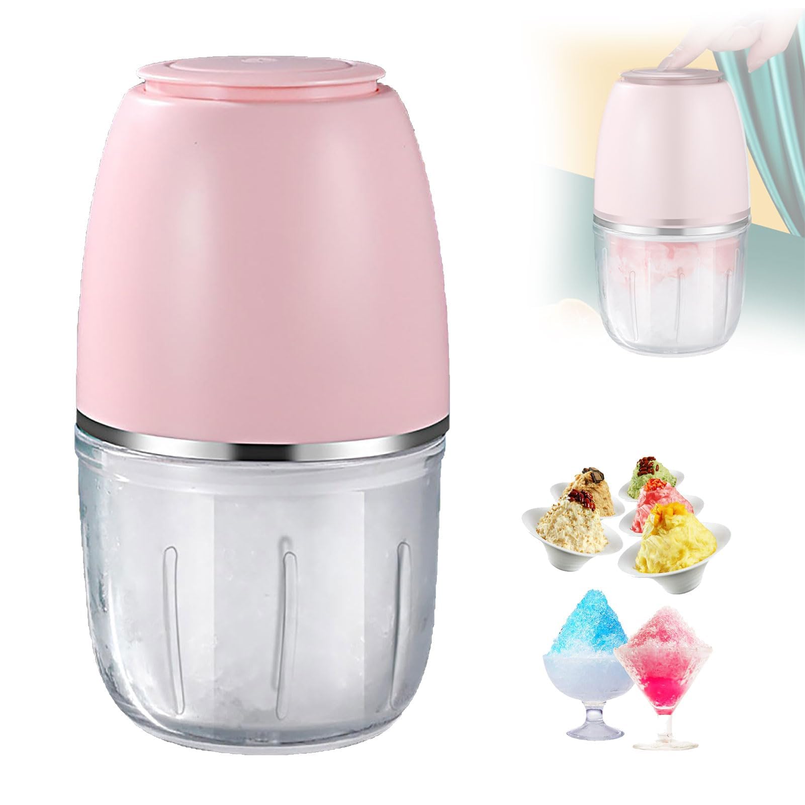 Trituradora de hielo eléctrica, máquina comercial rápida para conos de nieve, granizados, cócteles, frappé, té helado y café