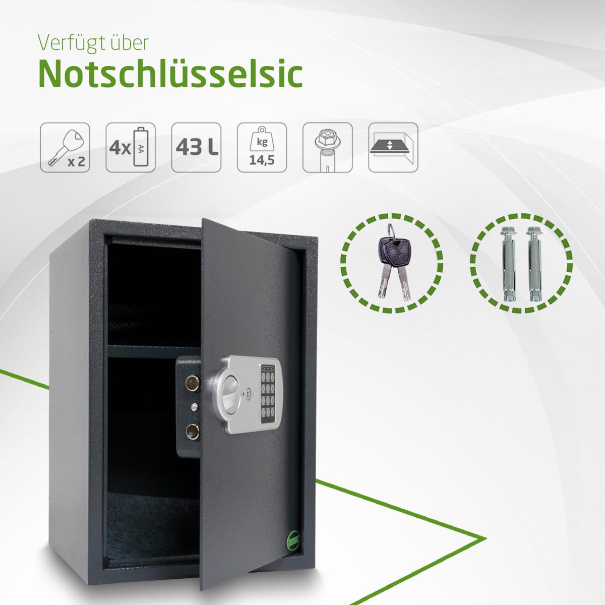 Amig – Tresor für zuhauser mit Code | Integrierte Sicherheitsbox | Stahl | Getarnt | Ideal für Zuhause | Schutz von Geld und wertvollem Schmuck | 50 x 31 x 35 cm