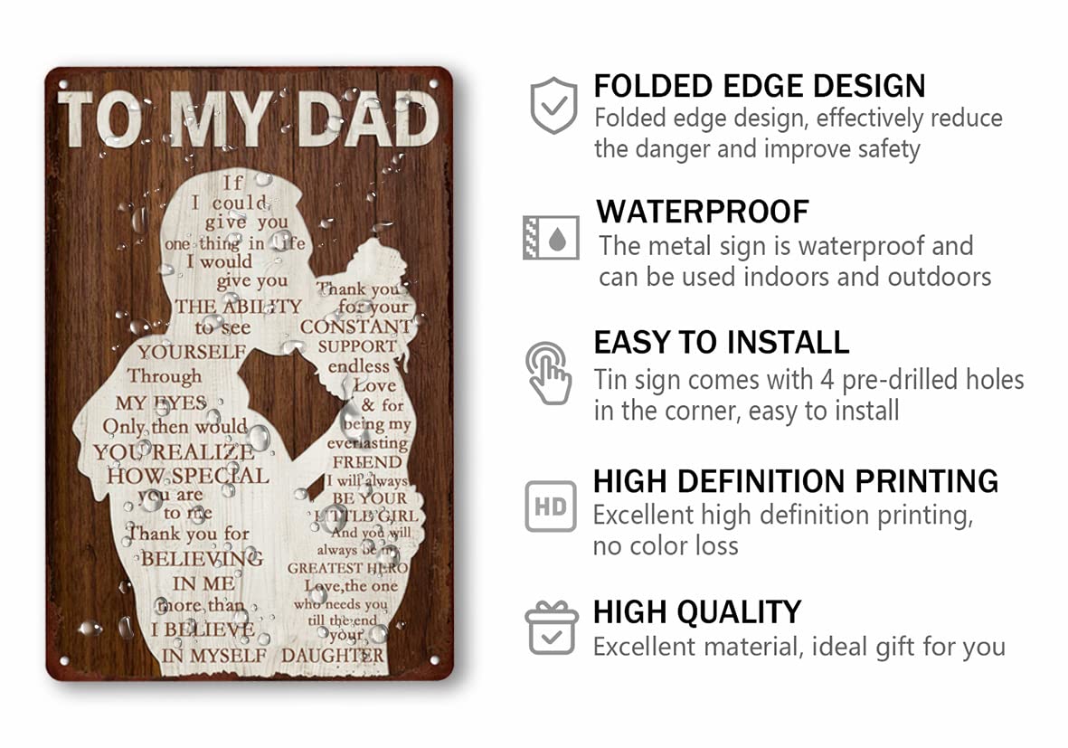 Smilelife Targa Vintage In Metallo – To My Dad If I Could Give You One Thing, 20x30 Cm, Regalo Per Papà