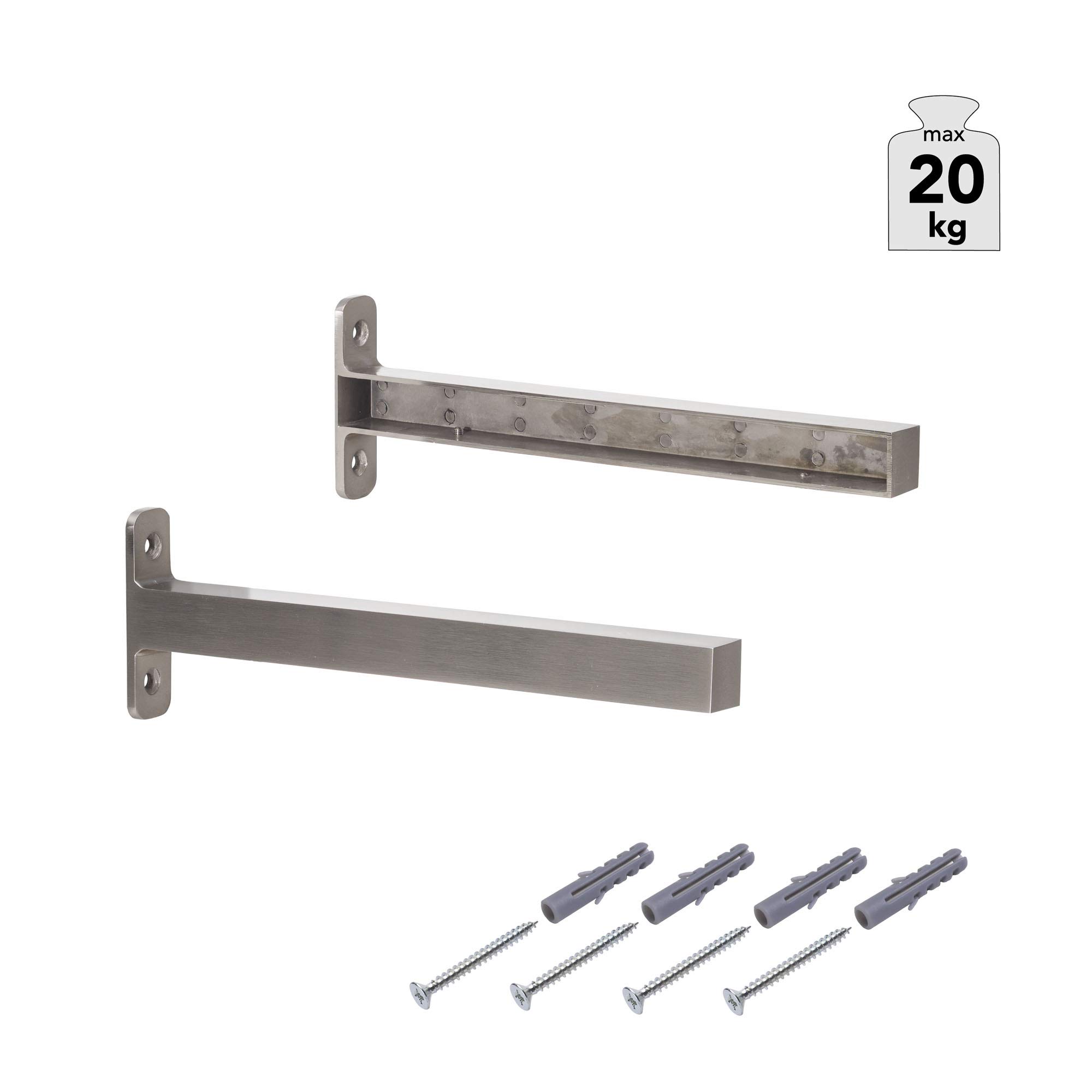 Support En Aluminium Pour étagère Murale ALLUMINIA 18 | Marron Foncé