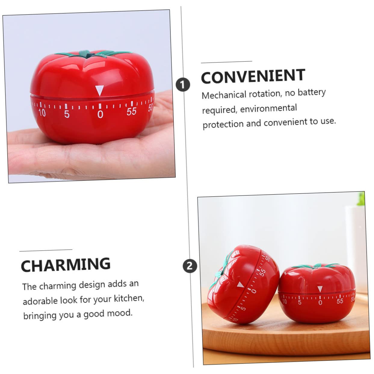Manuelle Mechanische Zeitschaltuhr Tomatenform Rot 2 Stück Küche