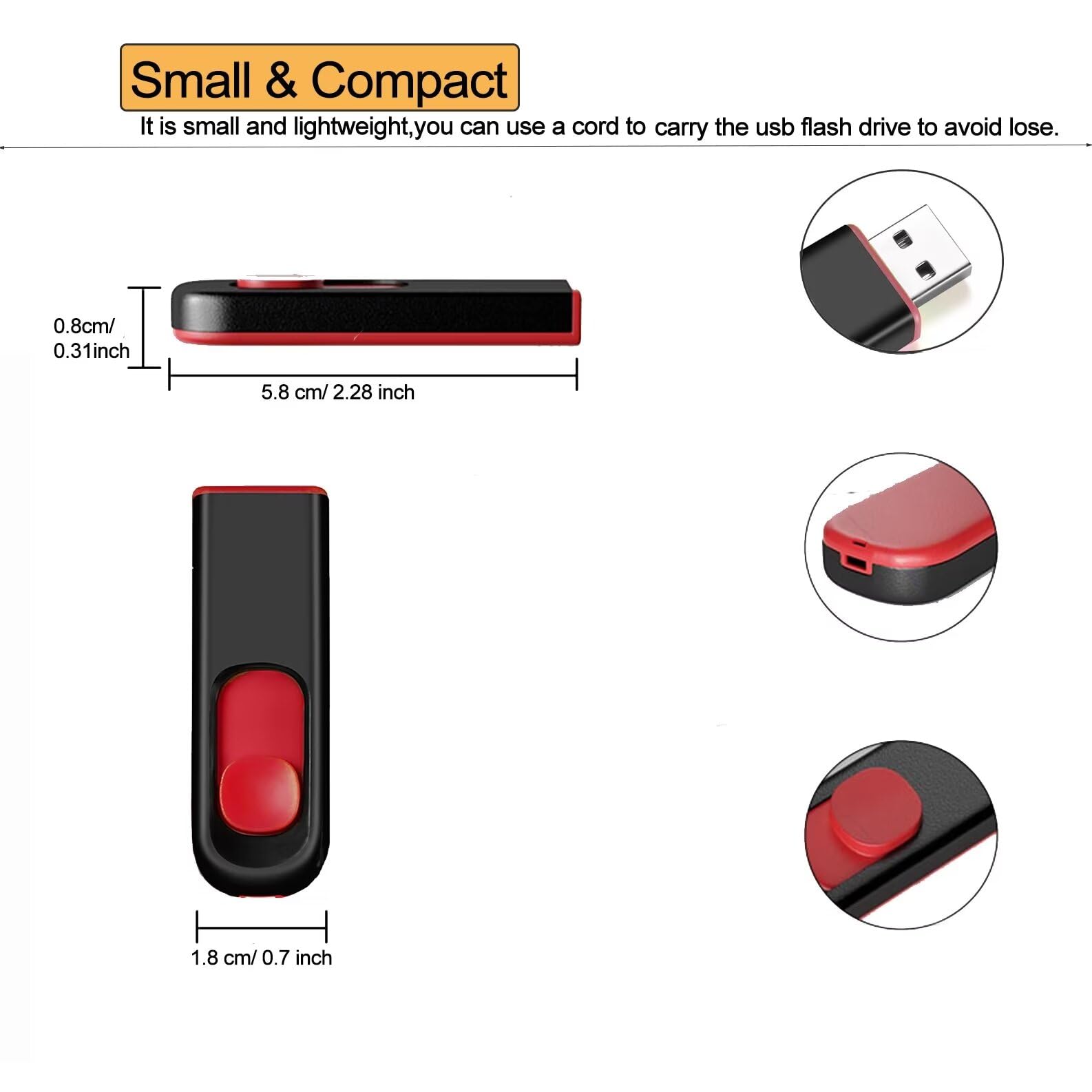 Chiavette USB 64GB Pendrive, MAKACTUA USB 2.0 USB Unità Flash 64 Giga Memoria USB Stick con Design Retrattile per Laptop PC Desktop Rosso