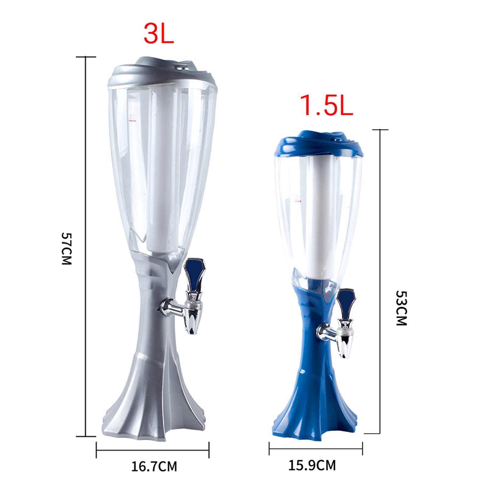 Wieża Piwa, Dozownik napojów Beer Tower Dozownik do napojów i napojów z latarnią Idealny na imprezy i gry, akcesoria do domowego baru,3,3.0L
