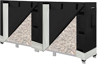 Artibear Firewood Rack Cover for 8FT Wood Rack, Indoor Outdoor Weatherproof Log Holder Rack Cover, Black (Frame not Include)