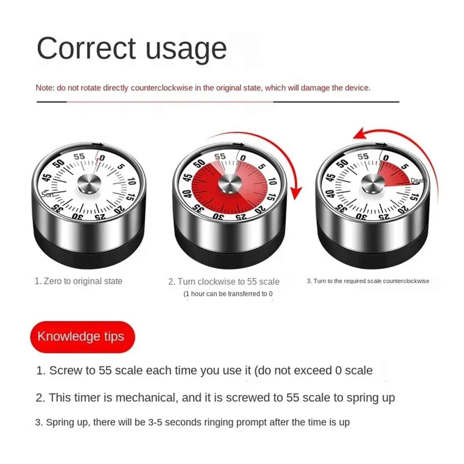 minutnik, 1pcs Mechanical Countdown Timers Kitchen Classroom Baking Clock For Teaching Meeting Cookin Working