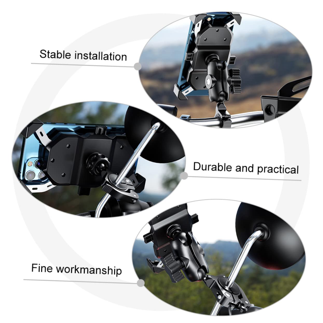PLAFOPE Soporte De Manillar para Moto y Bicicleta Base De Montaje De Aleación De Aluminio con Adaptador De Bola De Compatible con Soportes De Teléfono Instalación y Duradero