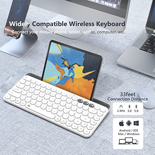 Wireless Bluetooth Keyboard, Multi Device Keyboard With Integrated Stand Supports 3 Devices Bluetooth And 2.4G Connection Battery Operated Compatible With Pc, Ipad, Iphone, Mac, Android Phone #TOP1