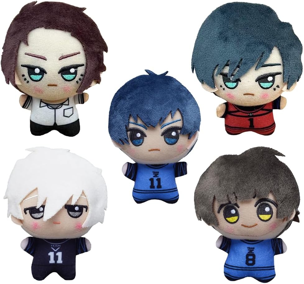 5PCS Anime Pillow Seishiro Nagi Figure Bachira Isagi Yoichi Soft Figure Stuffed Pendent Cute Bags Keychain Ornaments for Fans 11CM/4.33IN