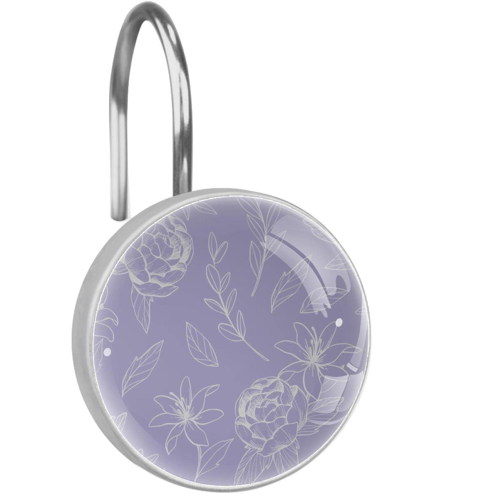 Crochets de rideau de douche en acier inoxydable fleuri violet