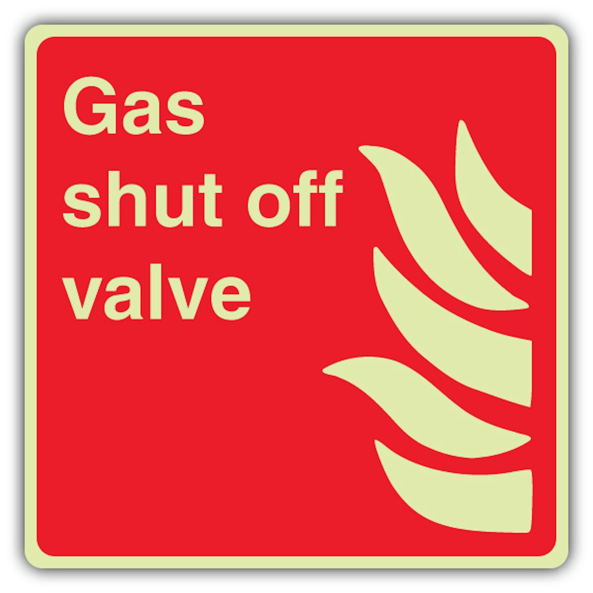 V Safety Gas Shut Off Valve Sign – 450 x 450 mm – Vinile Triple Glow