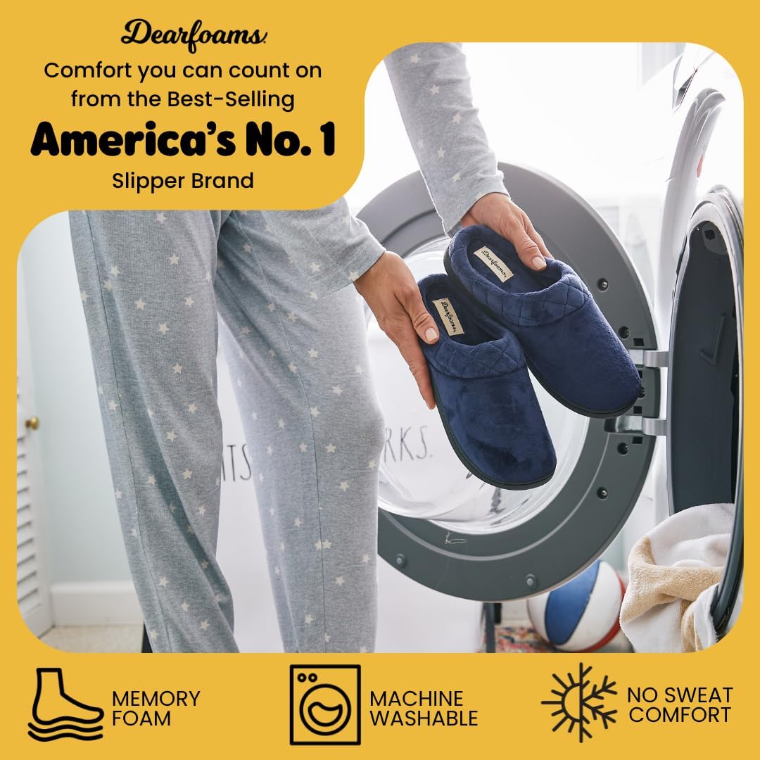 Dearfoams Women's Lightweight Memory Foam Indoor House Slipper Darcy Velour Clog with Wide Widths - Image 4