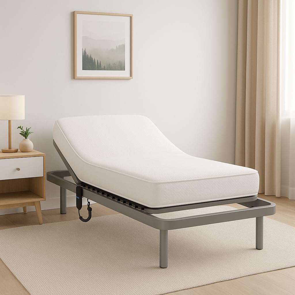LA WEB DEL COLCHON Cama Articulada eléctrica Visual 90 x 190 cms. Somier Reforzado con Mando a Distancia por Cable Uso geriátrico y doméstico Se suministra Totalmente montada