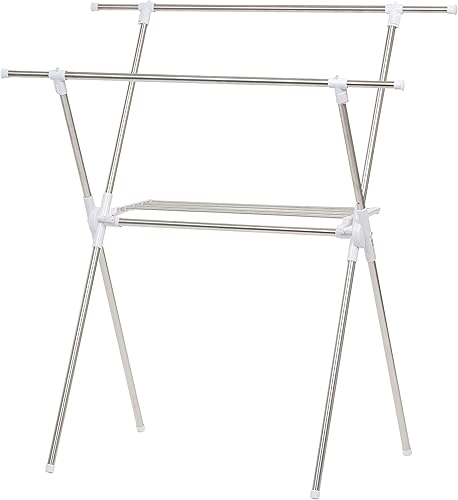 Vista 29 de IRIS USA - Perchero portátil de doble barra de altura ajustable con barra extensible y ruedas bloqueables, ropa rodante, estante de armario de doble