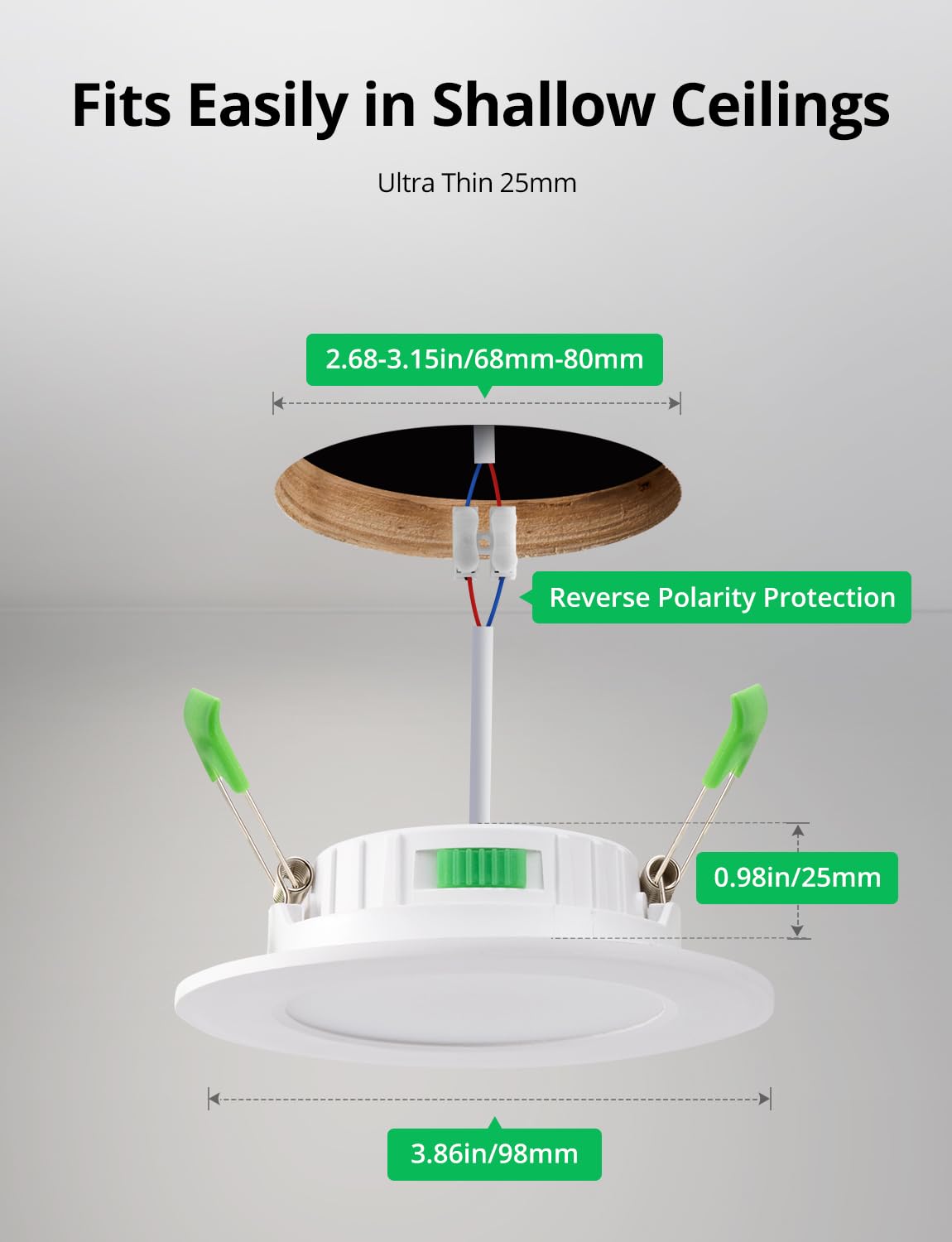 Bojim Reflektor sufitowy LED, możliwość ściemniania, 230 V, IP44, łazienka otwór 68 mm - 80 mm, bardzo płaskie oświetlenie wpuszczane 5 W, ciepła biel, neutralna zimna, do kuchni, sypialni, salonu