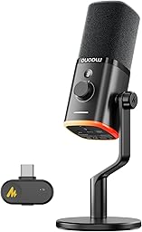 MAONO PD100W Wireless Gaming Microphone, 2.4GHz & USB Dynamic Microphone with Noise Cancelling for Streaming, Recording & Content Creation, Compatible with PC, PS4/PS5 & Smartphone