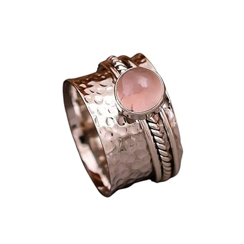Rose Quartz Ring, Fidget Spinner Ring, Handmade Spinner Ring, Silver Jewelry, Spinner Rings For Women, Statement Ring, Anxiety Ring, Worry Ring,