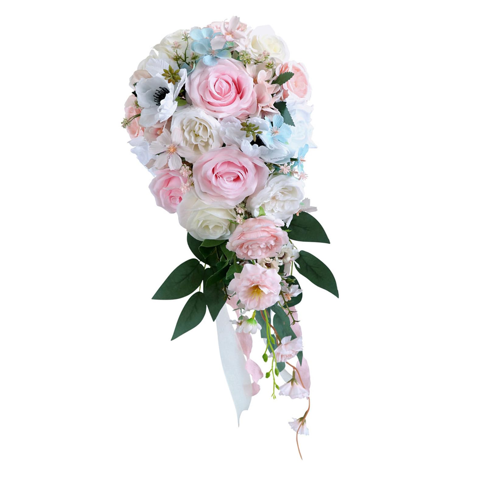 JSGHGDF Cascading Bridal Bouquet Flower Hand Bouquet Artificial Rose Photo Props Bridal for Wedding Party Prom Silk Rose