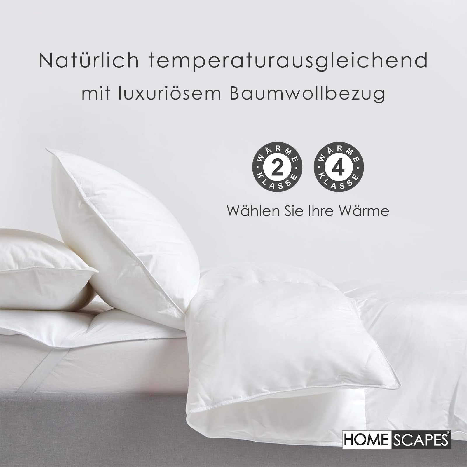 Homescapes Seidendecke 135x200 cm, warme Winter-Bettdecke Maulbeerseide mit 550 GSM Füllung aus Seide & Funktionsfaser, kuschelige Bettdecke mit Baumwollbezug, Wärmeklasse 4, Oeko-TEX Standard 100