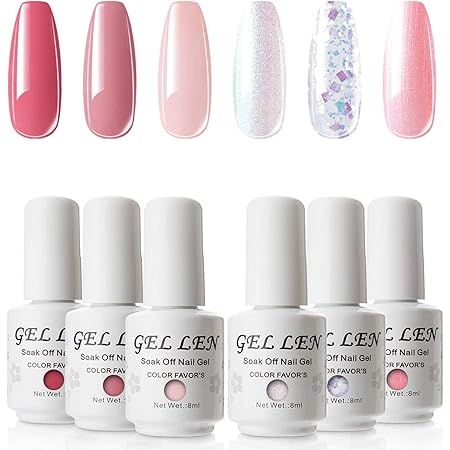 Amazon Gellen ジェルネイル カラージェル 6色セット 8ml ポリッシュタイプ ラメピンク フェミニンカラー セルフネイル G Ellen ビューティー 通販