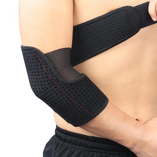 Adjustable elbow brace support for epicondylitis, tennis, golfer’s, bursitis, elbow sprains, strains, tendonitis, arthritis, sports injury recovery - elbow pain relief - one size fits most