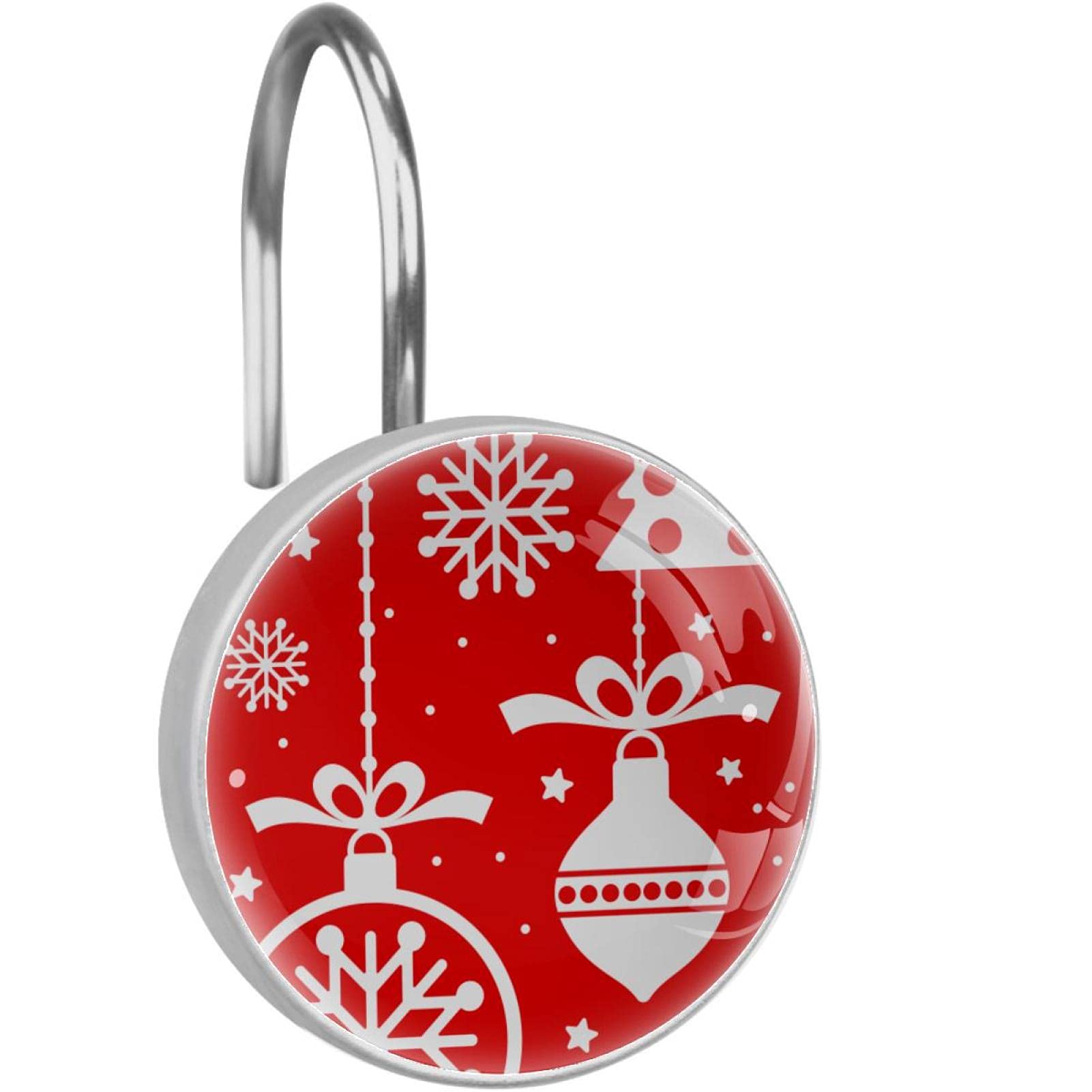 Anneaux de rideau de douche Merry Christmas rouge pour changer facilement de décoration hivernale