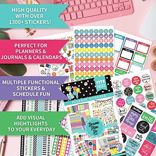 Planner Stickers - 28 Sheets, 1378 Stunning Design Accessories For Journals And Calendars, Essential Planner Accessories By Tullofa - Green #TOP2