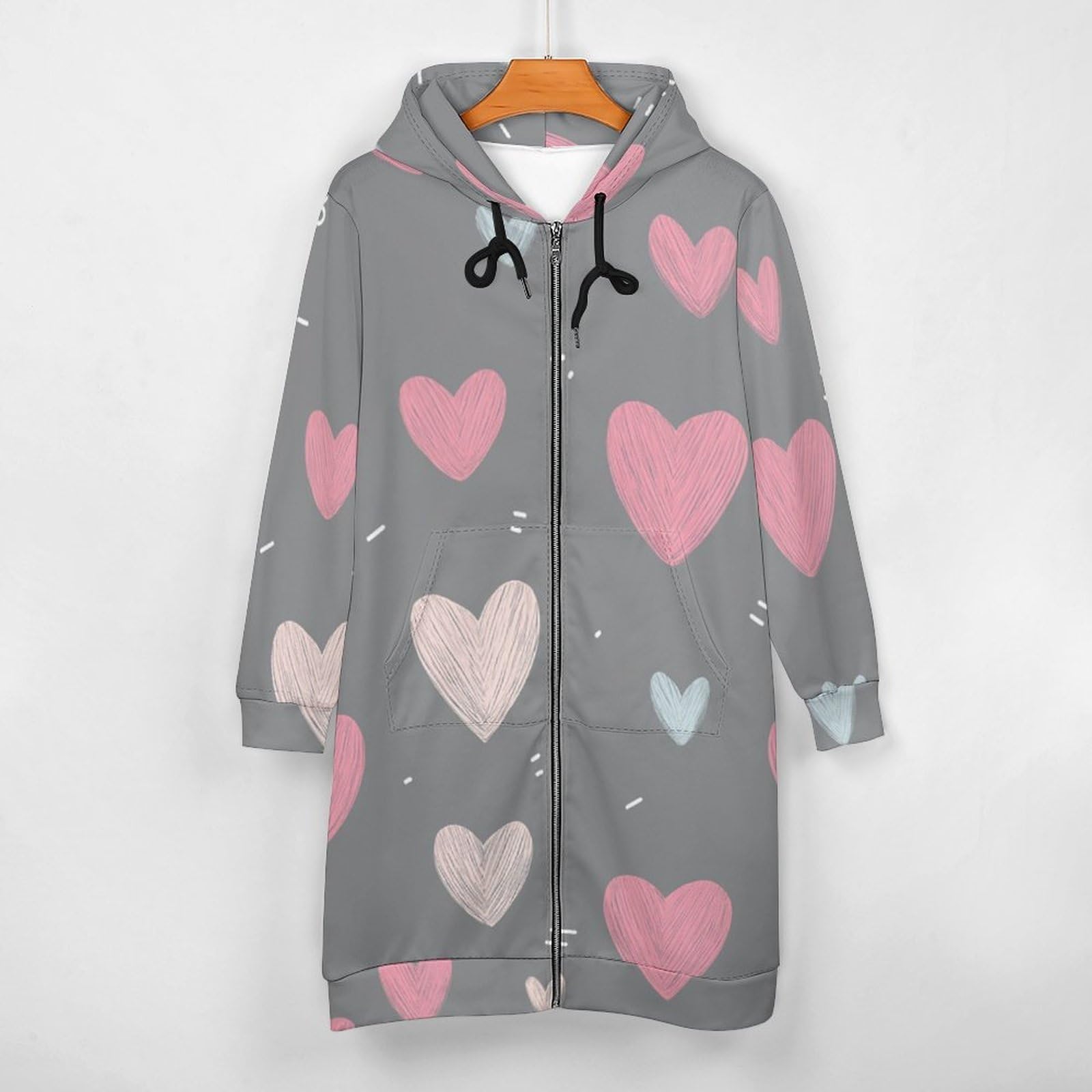 Felpa Donna con Zip Felpe Sportiva con Tasche E Cappuccio Motivo d'Amore Morbida Invernale Giacca Regolabile Confortevole per Uso Quotidiano Casual