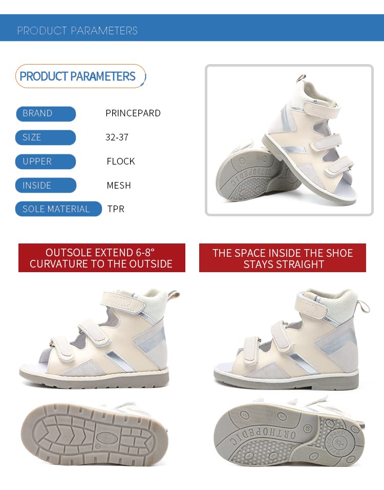 princepard Orthopedic Sandals for Children,Kids High Top Summer Flat Shoes for Boys and Girls,with Arch and Ankle Support,Anti-slip Soles3