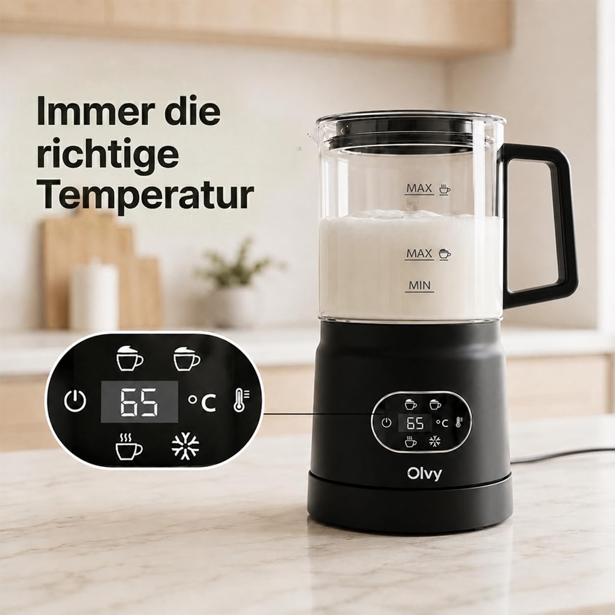 Olvy Milchaufschäumer Elektrisch | Milchschaumgerät für Barista Qualität