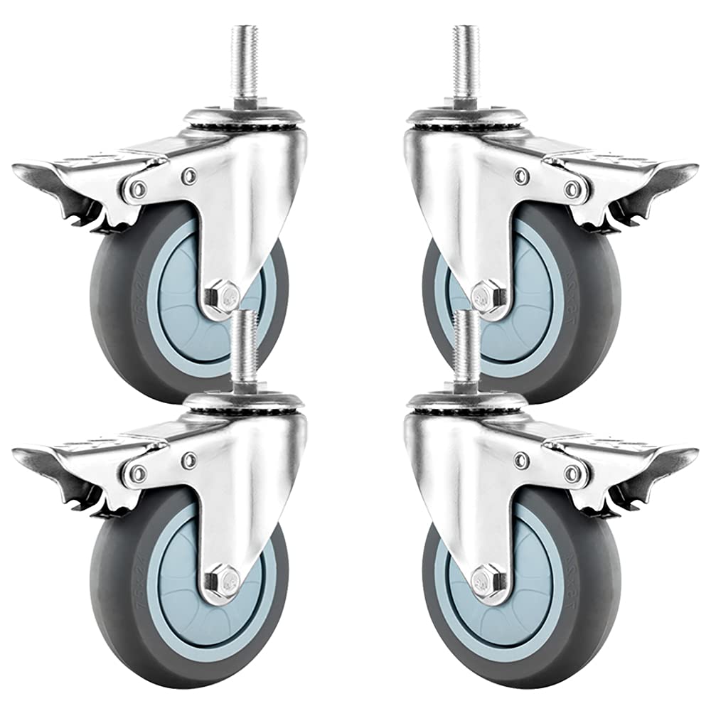 Dfhesdfd M12 Swivel Castors, 75Mm Swivel Rubbers Heavy Duty No Noise Caster Replacement For Furniture Trolley Pack Of 4(,Swivel)