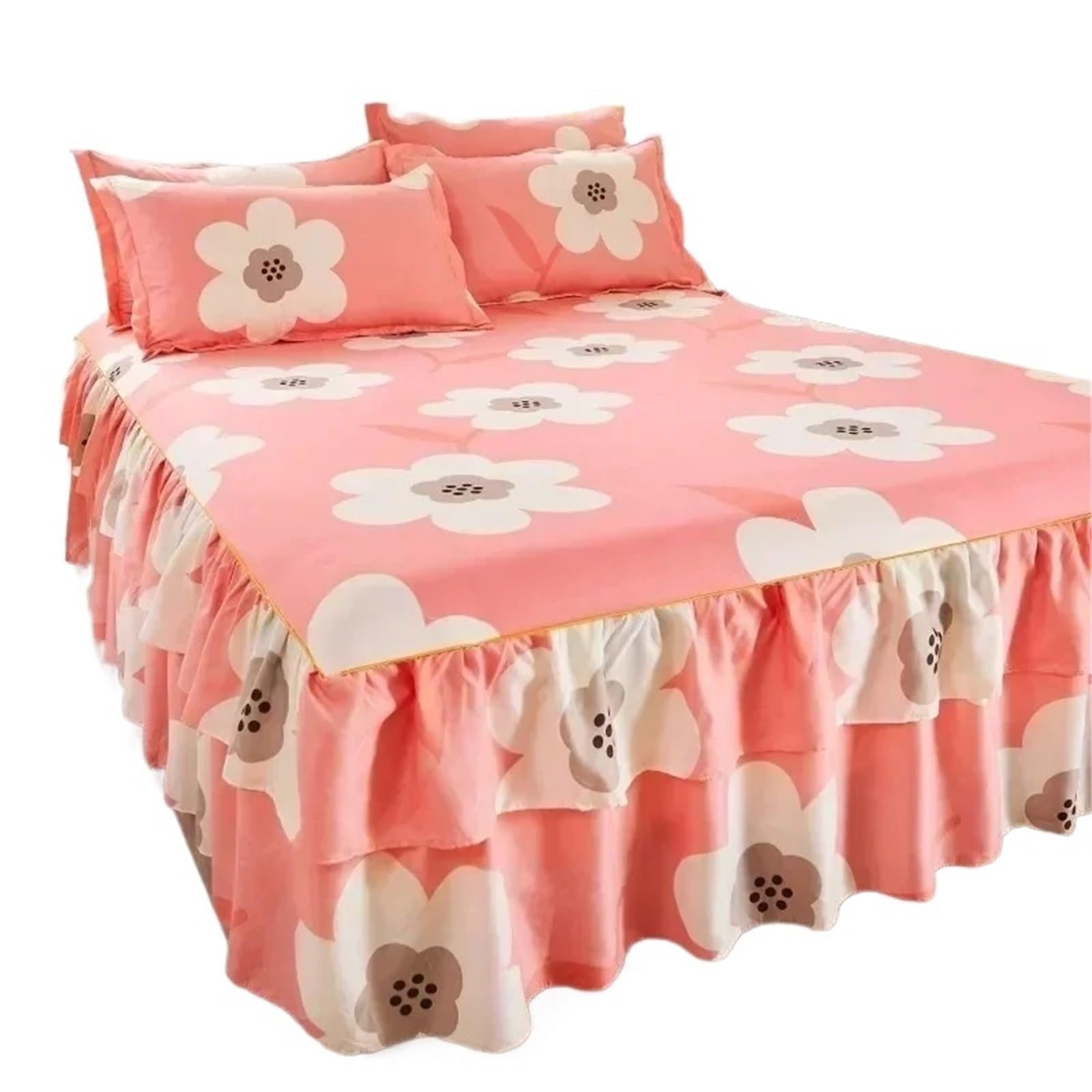 Bed Skirt Bed Sheet Ruffled Skirt Comfortable Fitted Double Bedspread Mattress Cover Bedding Bedsheet With Non-slip Protective(Color4,1PC 180cmx220cm)
