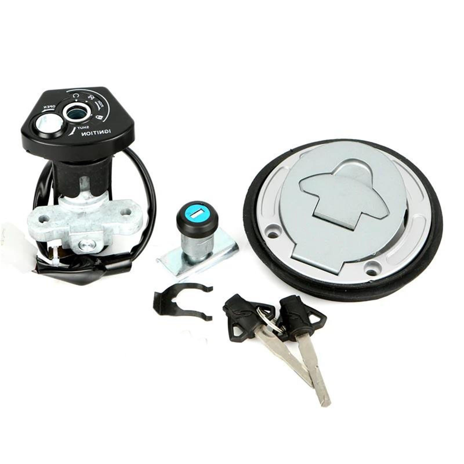 Interrupteur d'allumage pour Yamaha YZF R15 2017 avec bouchon de réservoir carburant et clés