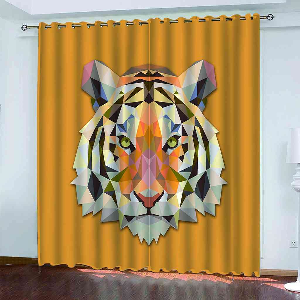 Rideau occultant lot de 2 tigre abstrait 140x160 cm pour rideau salon et chambre d'enfants