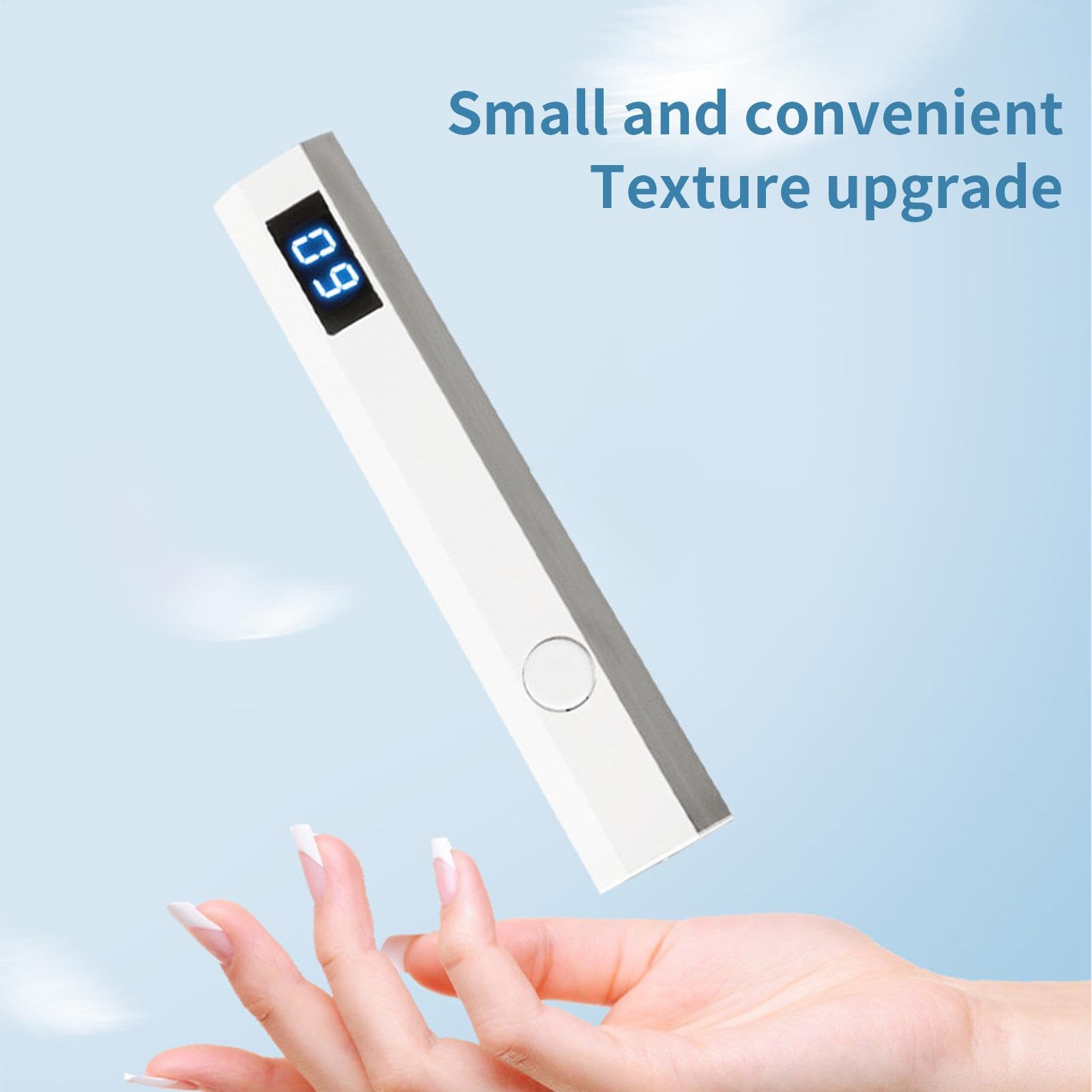 Luce UV portatile per unghie in gel, lampada UV ricaricabile per unghie, display a LED, con di ricarica di tipo C, torcia LED per nail art da donna (bianco)